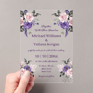 Invitations En Acrylique élégant chic aquarelle floral halloween mariage