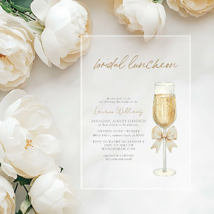 Invitations En Acrylique Élégant Chic Champagne Nœud Papeterie Mariage Déje