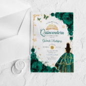 Invitations En Acrylique Elegant Chic Emerald Green Roses Gold Quinceanera