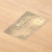 Invitations En Acrylique Elegant Chic Gold Frame  RSVP Card (Poser)