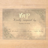 Invitations En Acrylique Elegant Chic Gold Frame  RSVP Card (Recto)