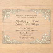 Invitations En Acrylique Élégant Chic Gold Hearts Mariage dentelle (Recto)