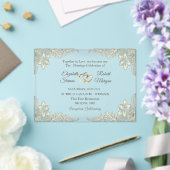 Invitations En Acrylique Élégant Chic Gold Hearts Mariage dentelle (Insitu (Mariage))