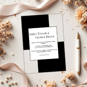 Invitations En Acrylique Élégant Chic Mariage Moderne Noir Et Blanc