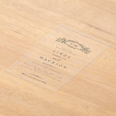 Invitations En Acrylique Élégant & Chic mariage monogramme de crête botaniq (Poser)