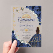 Invitations En Acrylique Elegant Chic Navy Roses Gold Quinceanera (In situ (ordinateur de poche))