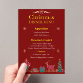 Invitations En Acrylique Elegant Christmas Dinner Menu | Classic Red & Gold (In situ (ordinateur de poche))