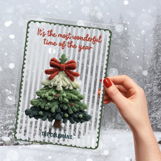 Invitations En Acrylique Elegant Christmas tree non photo green blue