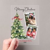 Invitations En Acrylique Elegant Christmas tree two photos personalized (In situ (ordinateur de poche))