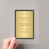 Invitations En Acrylique Élégant classe or foncé cadre mariage (In situ (ordinateur de poche))