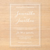 Invitations En Acrylique Élégant classique Calligraphie blanche Mariage de  (Recto)