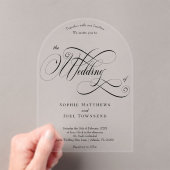 Invitations En Acrylique Élégant Classique Chic Noir Calligraphie Mariage (In situ (ordinateur de poche))