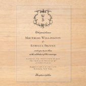 Invitations En Acrylique Élégant classique Cimier Floral Mariage (Recto)