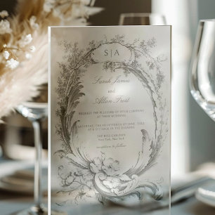 Invitations En Acrylique Élégant Classique Floral Rococo Français