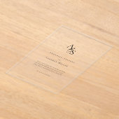 Invitations En Acrylique Élégant, Classique, Monogramme, Mariage (Poser)