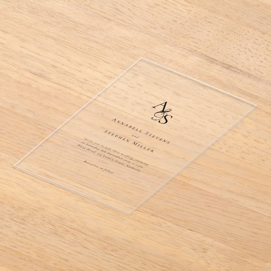 Invitations En Acrylique Élégant, Classique, Monogramme, Mariage (Poser)