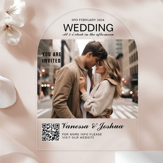 Invitations En Acrylique Élégant, Classique, Monogramme, Mariage, Arc, Phot