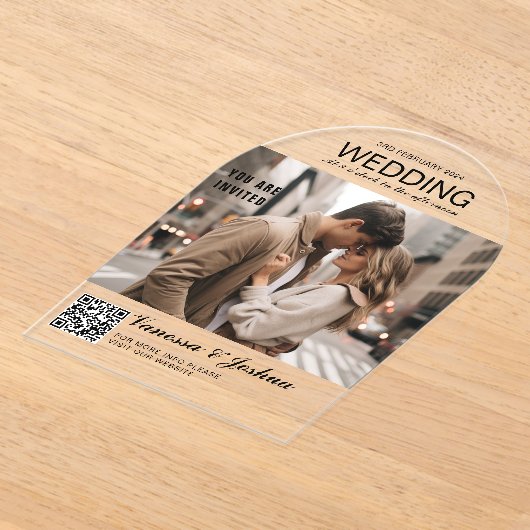 Invitations En Acrylique Élégant, Classique, Monogramme, Mariage, Arc, Phot (Poser)