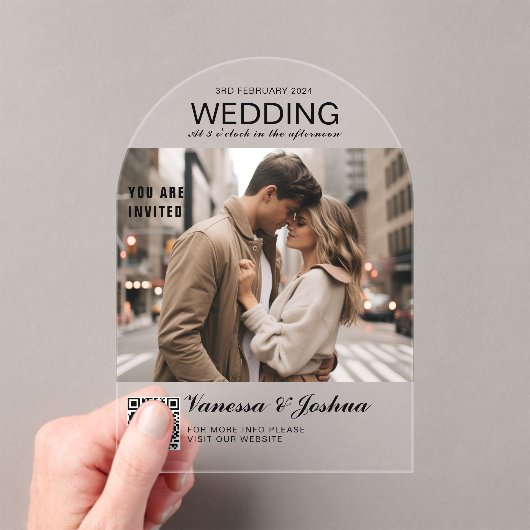 Invitations En Acrylique Élégant, Classique, Monogramme, Mariage, Arc, Phot (In situ (ordinateur de poche))