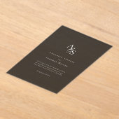 Invitations En Acrylique Élégant, Classique, Monogramme, Mariage gris foncé (Poser)