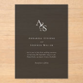 Invitations En Acrylique Élégant, Classique, Monogramme, Mariage gris foncé (Recto)