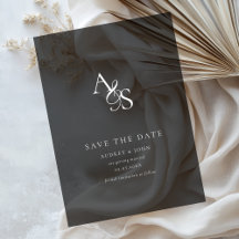 Élégant, Classique, Monogramme, Noir, Mariage