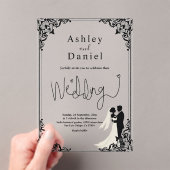 Invitations En Acrylique Élégant Classique Noir Et Blanc Couple Mariage (In situ (ordinateur de poche))