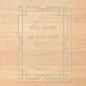 Invitations En Acrylique Elégant Classy Transparent Art Déco Mariage beige (Recto)