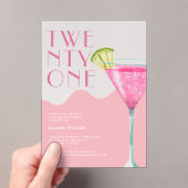 Invitations En Acrylique Élégant Cocktail Chic Rose 21e anniversaire (In situ (ordinateur de poche))
