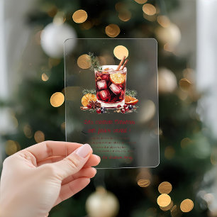 Invitations En Acrylique "Elégant Cocktail de Noël Rouge Bourgogne