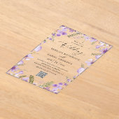 Invitations En Acrylique Élégant code QR chic Mariage violet (Poser)