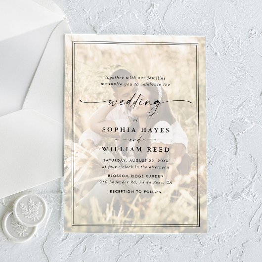 Invitations En Acrylique Élégant code QR photo mariage