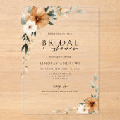 Invitations En Acrylique Elegant Copper & Earthy Botanical Bridal Shower (Recto)