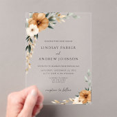 Invitations En Acrylique Elegant Copper & Earthy Botanical Wedding (In situ (ordinateur de poche))