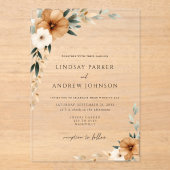 Invitations En Acrylique Elegant Copper & Earthy Botanical Wedding (Recto)