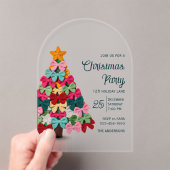 Invitations En Acrylique Elegant coquette bows christmas tree party  (In situ (ordinateur de poche))