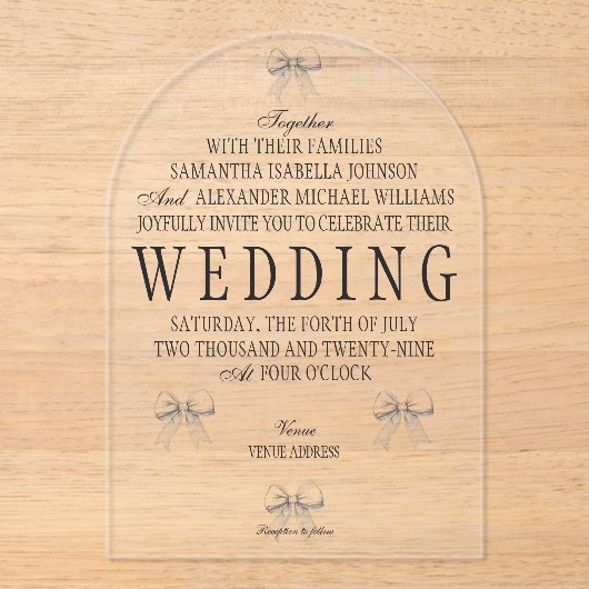 Invitations En Acrylique Élégant coquette, poches dessinées à la main et va (Recto)