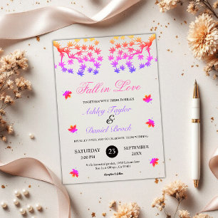 Invitations En Acrylique Elégant couleur néon brillant Feuille Mariage de a