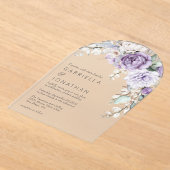 Invitations En Acrylique Elégant couleur violet Mariage floral (Poser)