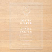 Invitations En Acrylique Elegant Crest Monogram Luxury Wedding (Recto)