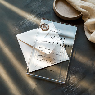 Invitations En Acrylique Elégant design minimaliste épuré mariage