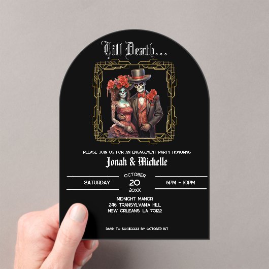 Invitations En Acrylique Elegant Día De Los Muertos (In situ (ordinateur de poche))