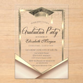 Invitations En Acrylique Élégant Diamants de cadre Or Graduation (Recto)