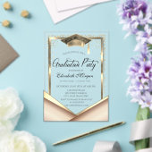 Invitations En Acrylique Élégant Diamants de cadre Or Graduation (Insitu (Mariage))