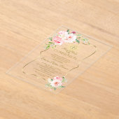 Invitations En Acrylique Élégant doré printemps Blush Floral Sainte Communi (Poser)