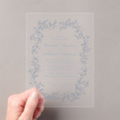 Invitations En Acrylique Elégant Dusty Blue Chinoiserie Mariage d'aquarelle (In situ (ordinateur de poche))