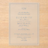 Invitations En Acrylique Élégant Dusty Blue Classic Script Monogram Mariage (Recto)