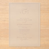 Invitations En Acrylique Élégant Dusty Rose Calligraphie Monogramme Mariage (Recto)