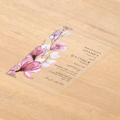 Invitations En Acrylique Élégant Dusty Rose Mariage floral transparent (Poser)