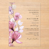 Invitations En Acrylique Élégant Dusty Rose Mariage floral transparent (Recto)